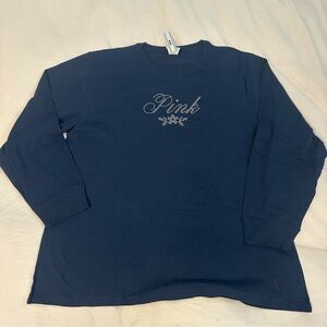 PINK Victoria's Secret Bling Campus Cotton Long Sleeve Tee